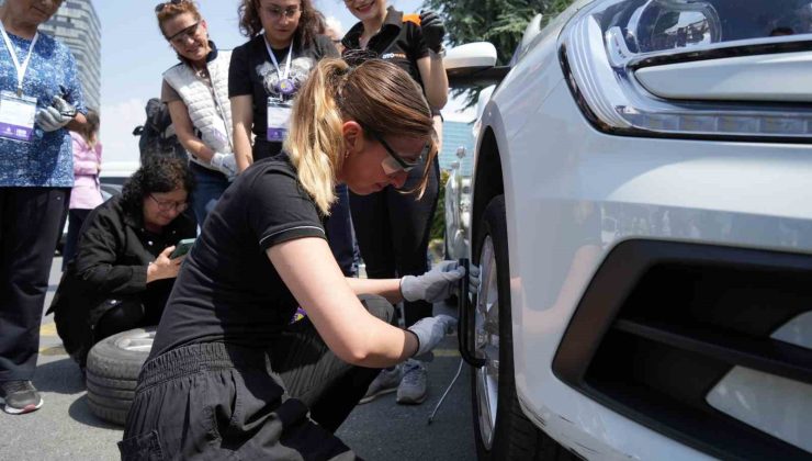 Bakırköy’de kadınlara “lastik değiştirme” dersi