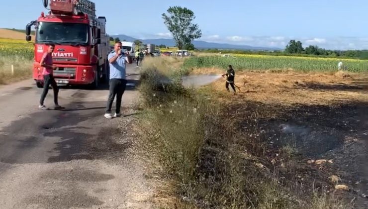 Kırklareli’nde buğday ekili tarlada yangın