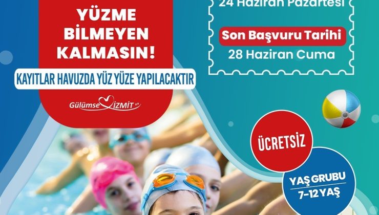 Ücretsiz yüzme kursu için son başvuru tarihi 28 Haziran