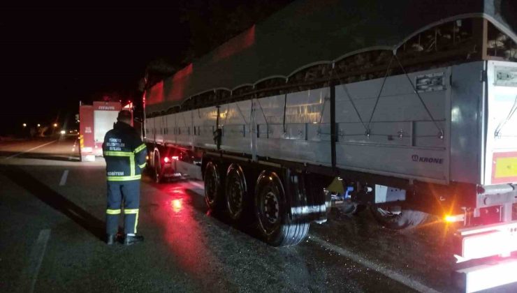 Balatalarından dumanlar yükselen tır paniğe neden oldu