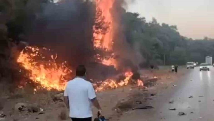 Bodrum’da motosikletle çarpışan araçta yangın çıktı: 1 ölü, 2 yaralı