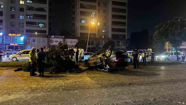 Bursa’da feci kaza: Önce ağaçları yıktı, sonra takla atarak karşı seride uçtu