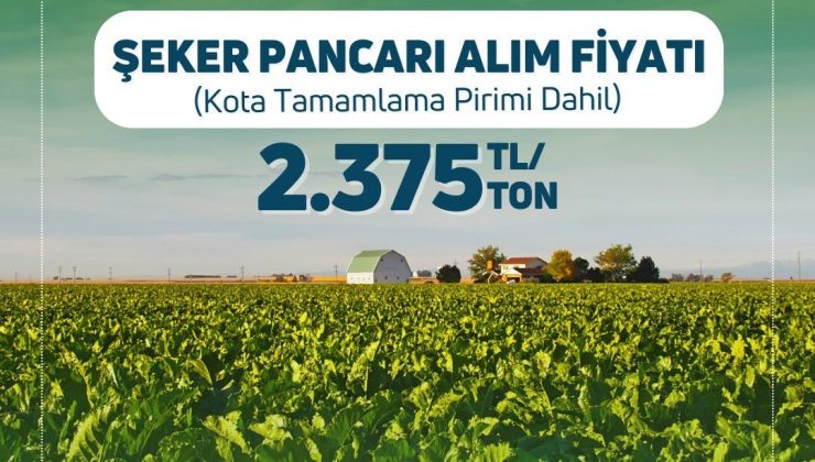 Şeker pancarında 2024 yılı alım fiyatı ton başına 2 bin 375 lira olarak belirlendi