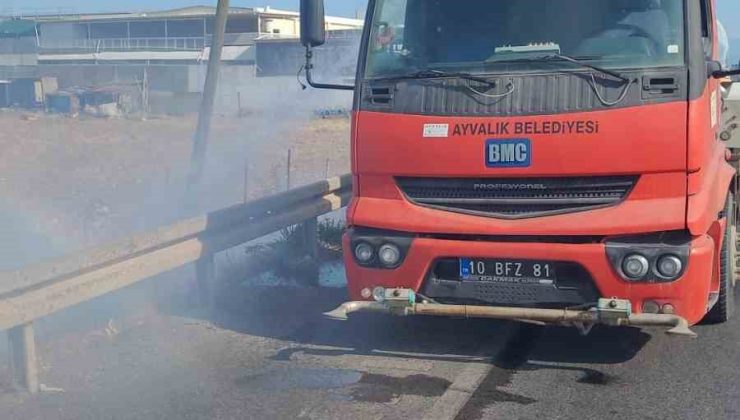 Yol kenarına atılan sigara izmariti yangın çıkardı