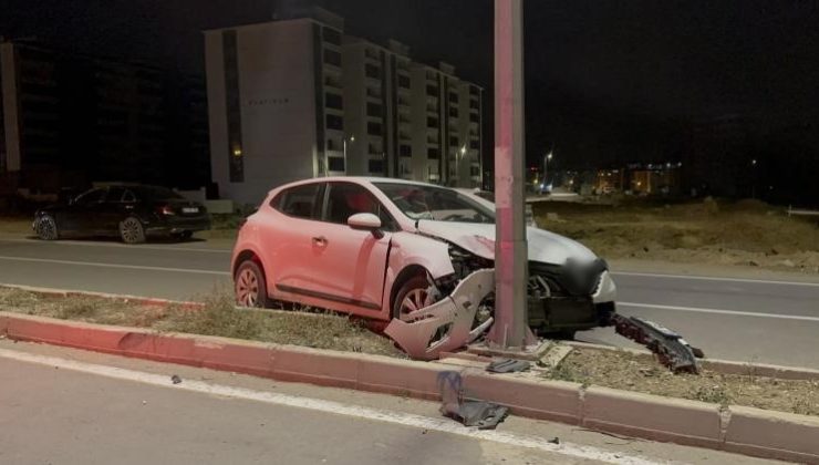 Elazığ’da otomobil aydınlatma direğine çarptı: 1 yaralı