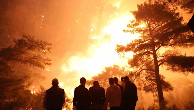 Muğla’daki orman yangınında alevler geceyi aydınlattı