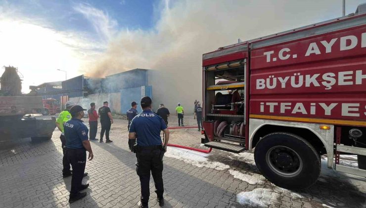 Nazilli’deki hurdacıda yangın çıktı: 2 kişi dumandan etkilendi