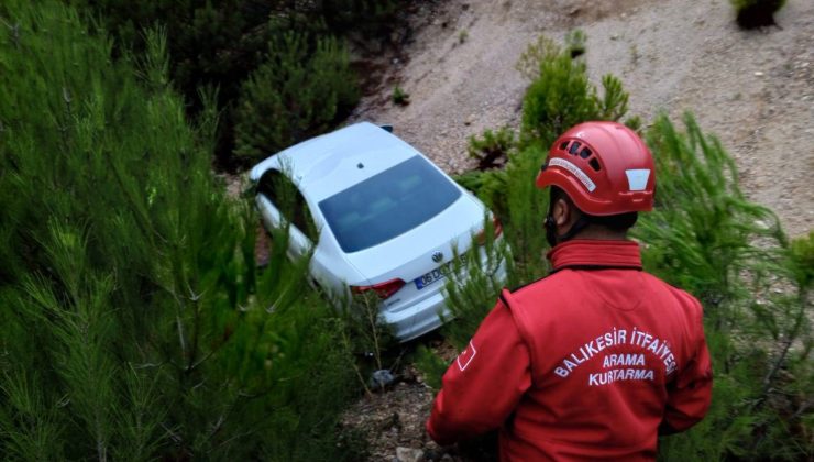 Balıkesir’de otomobil şarampole uçtu: 1 yaralı