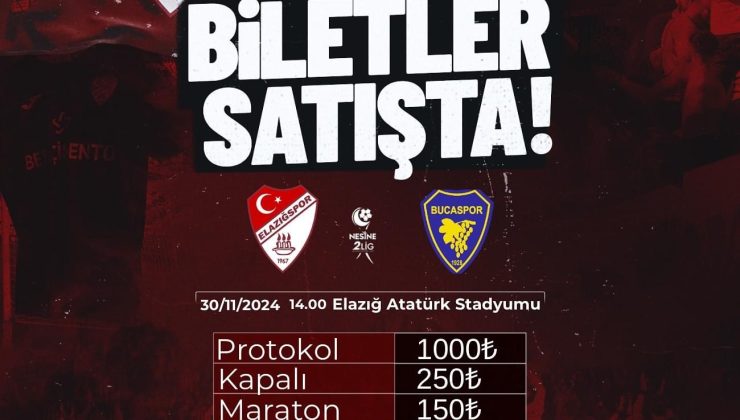 Elazığspor – Bucaspor 1928 maçı biletleri satışta