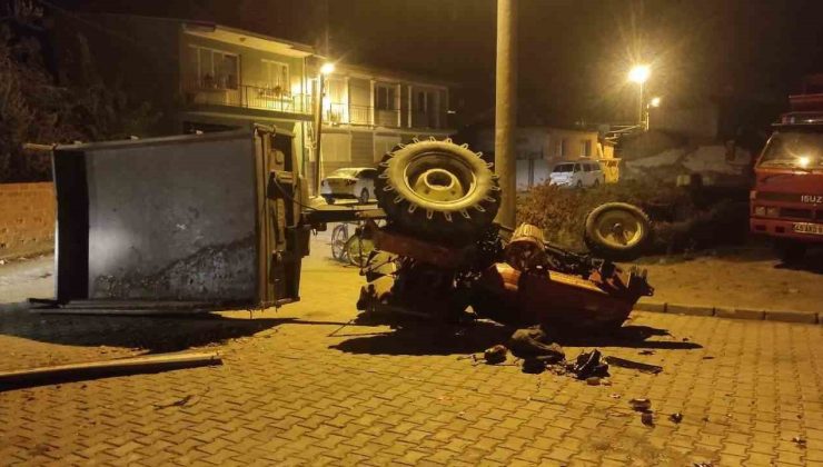 Manisa’da traktör devrildi, sürücü ölümden döndü