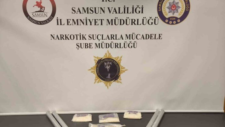 Samsun’da alüminyum boru içinde 768 gram metamfetamin ele geçirildi