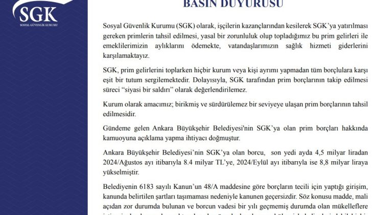 SGK: “(ABB’nin prim borçları) SGK ile rızaen anlaşma yapıldığı iddiası gerçeği yansıtmıyor”