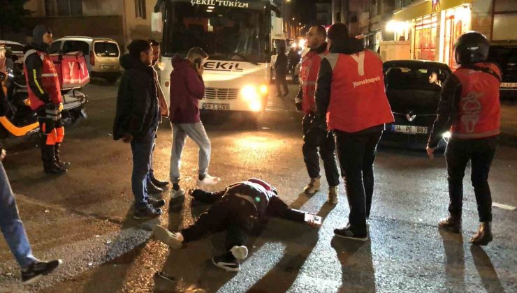 Tekirdağ’da otomobille çarpışan motosikletlinin yaralandığı kaza kamerada