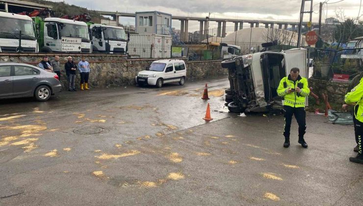 Beykoz’da kamyon devrildi: 2 yaralı