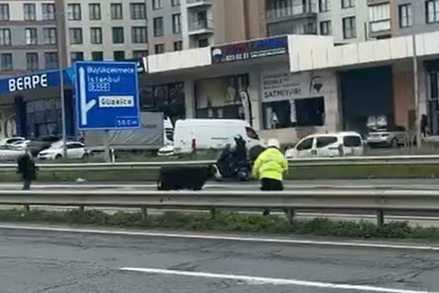 Büyükçekmece’de E-5’e giren dana trafiği kilitledi