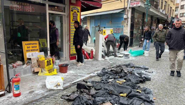 Deri dükkanında çıkan yangında maddi hasar oluştu