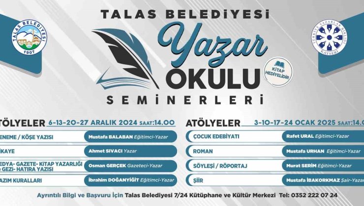 Talas’ta yazar okulu seminerleri başlıyor