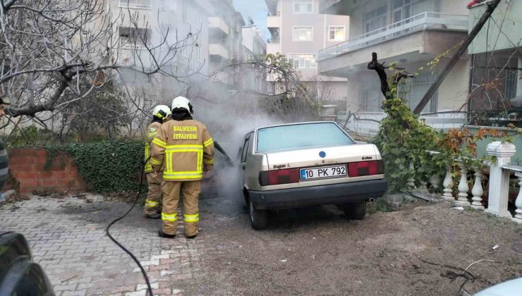 Havran’da araç yangınına itfaiye müdahale etti