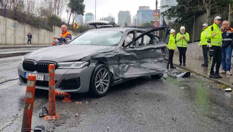 Sarıyer’de direksiyon hakimiyetini kaybeden kamyon şoförü lüks otomobile çarptı: 3 yaralı