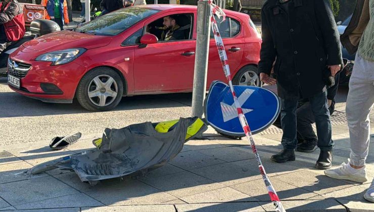 Şişli’de otomobilin çarptığı motosikletli aracın altında sürüklendi